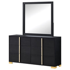 Marceline 6-drawer Dresser with Mirror Black - 222833M