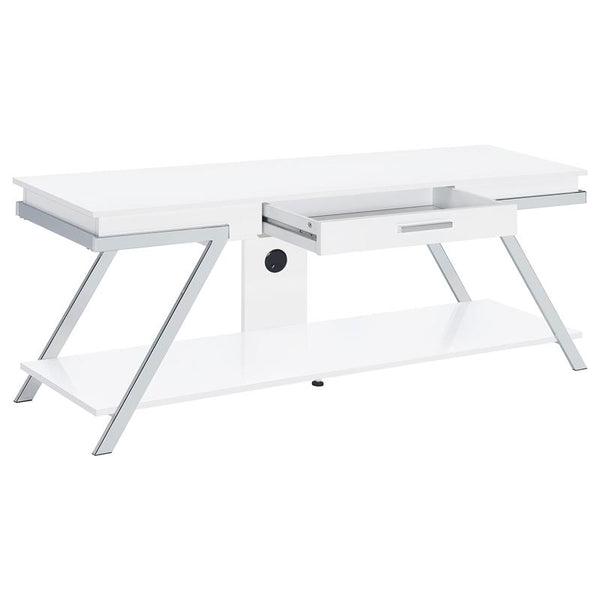 Marcia 1-drawer Wood 60" TV Stand White High Gloss - 708152