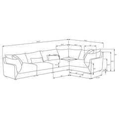 Sasha 5-piece Upholstered Modular Sectional Barely Black - 551681-SETA