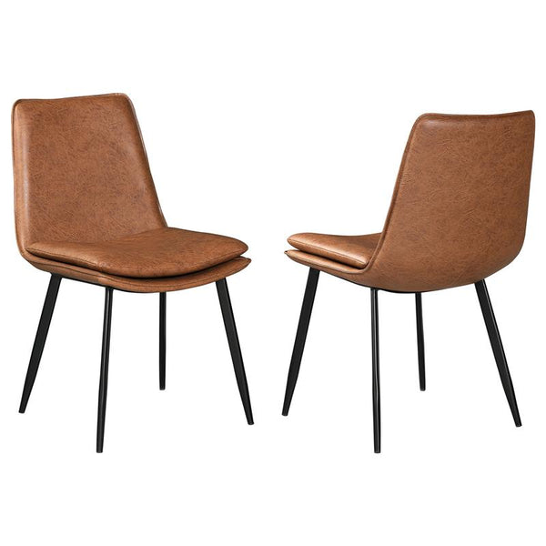 Ortega Padded Seat Solid Back Dining Side Chair Coffee and Black (Set of 2) - 115472