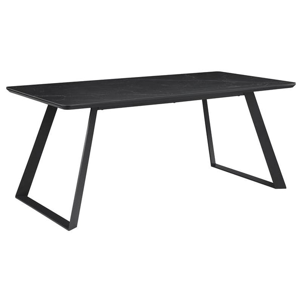 Smith Rectangle Ceramic Top Dining Table Black and Gunmetal - 115231