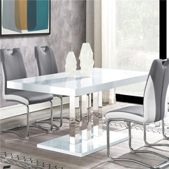 Brooklyn Rectangular Dining Table White High Gloss and Chrome - 193811
