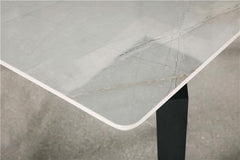 Mina Rectangular Dining Table Grey Ceramic and Sandy Black - 193831