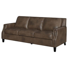 Leaton Upholstered Recessed Arm Sofa Brown Sugar - 509441