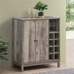 Cheyenne 2-door Wine Cabinet with Stemware Rack Weathered Acacia - 183600