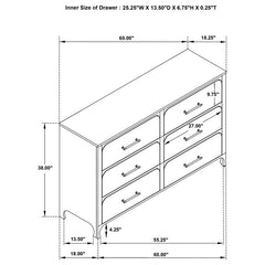 Anastasia 6-drawer Dresser Pearl White - 224753