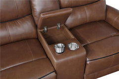 Greenfield 2-piece Power Reclining Sofa Set Saddle Brown - 610264P-S2