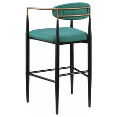 Tina Metal Pub Height Bar Stool with Upholstered Back and Seat Green (Set of 2) - 121188