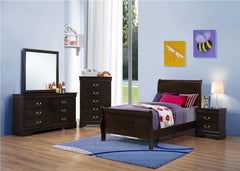 Louis Philippe Wood Twin Sleigh Bed Cappuccino - 202411T