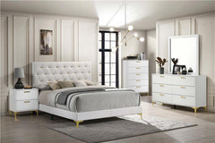 Kendall Upholstered California King Panel Bed White - 224401KW