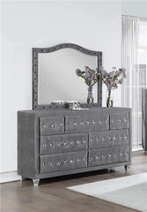 Deanna 7-drawer Rectangular Dresser with Mirror Grey - 205103M