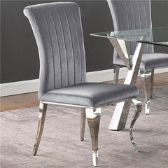 Betty Upholstered Side Chairs Grey and Chrome (Set of 4) - 105073