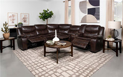 Sycamore Upholstered Power Reclining Sectional Sofa Brown - 610190P