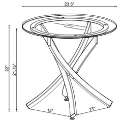 Brooke Round Glass Top Side End Table Metal Base Chrome - 702587