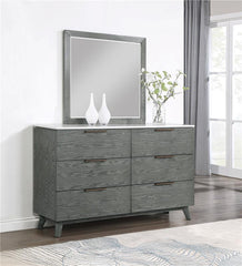 Nathan 6-drawer Dresser with Mirror Grey - 224603M