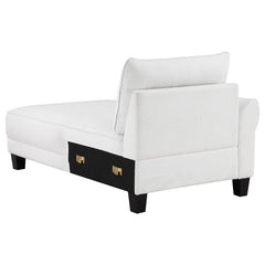 Caspian Upholstered Curved Arm Chaise Sectional Sofa White - 509550