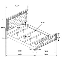 Gunnison Wood California King LED Panel Bed Silver Metallic - 223211KW