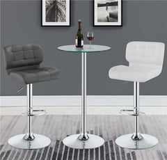 Abiline Glass Top Round Bar Table Chrome - 120341