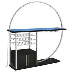 Risley 2-door Circular LED Home Bar with Wine Storage Dark Charcoal - 182799