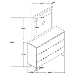Nathan 6-drawer Dresser with Mirror Grey - 224603M