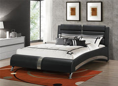 Jeremaine Upholstered Queen Sleigh Bed Black - 300350Q