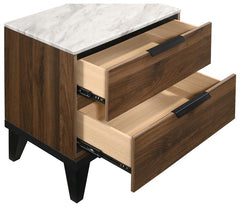 Mays 2-drawer Nightstand Walnut Brown with Faux Marble Top - 215962