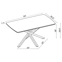 Paulita Rectangular Dining Table White and Gunmetal - 110711