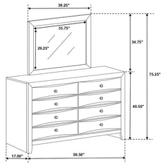 Briana Rectangular 8-drawer Dresser with Mirror Black - 200703M