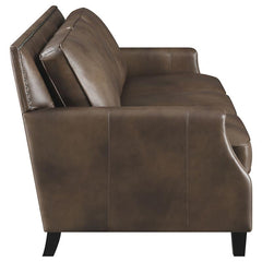 Leaton 2-piece Upholstered Recessed Arm Sofa Set Brown Sugar - 509441-S2