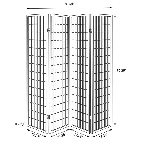 Roberto 4-Panel Room Divider Folding Shoji Screen Black - 4624