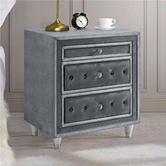 Antonella Upholstered 3-drawer Nightstand Grey - 223582