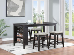Elliston 5-piece Rectangular Counter Height Dining Set Dark Grey and Beige - 121168-S5