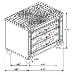 Gunnison 2-drawer Nightstand Silver Metallic - 223212