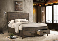 Woodmont Eastern King Storage Bed Rustic Golden Brown - 222631KE