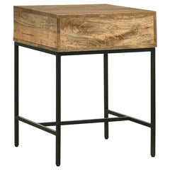 Stephie Rectangular Side End Table with Storage Honey Brown - 704697