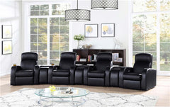 Cyrus Upholstered Track Arm Recliner Black - 600001