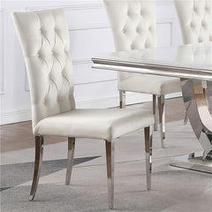 Kerwin Tufted Upholstered Side Chair (Set of 2) White and Chrome - 111102