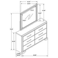 Baker 6-drawer Dresser with Mirror Light Taupe - 224463M
