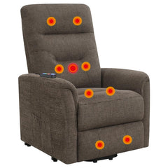 Henrietta Upholstered Power Lift Massage Chair Brown - 609404P