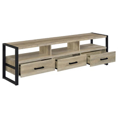 James 3-drawer Engineered Wood 71" TV Stand Distressed Pine - 704273