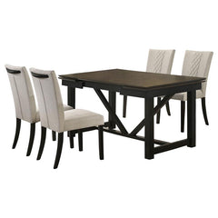 Malia 5-piece Rectangular Dining Table Set with Refractory Extension Leaf Beige and Black - 122341-S5
