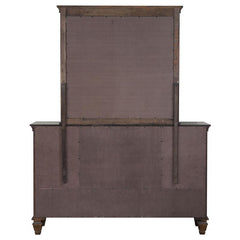 Franco 5-drawer Dresser with Mirror with 2 Louvered Doors Burnished Oak - 200973M