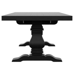 Florence Rectangular Pedestal Dining Table with Planked Wood Top Antique Black - 115531