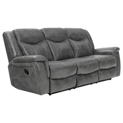 Conrad 2-piece Upholstered Padded Arm Motion Sofa Set Grey - 650354-S2