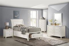 Selena Wood Twin Storage Panel Bed Cream White - 400239T