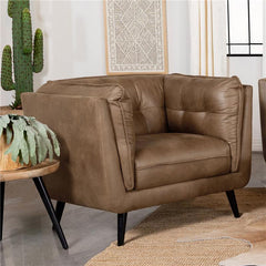 Thatcher Upholstered Tuxedo Arm Tufted Accent Chair Brown - 509423