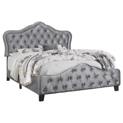 Bella Upholstered California King Panel Bed Grey - 315871KW