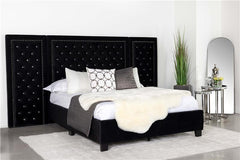 Hailey Upholstered Eastern King Wall Panel Bed Black - 315925KE-SP
