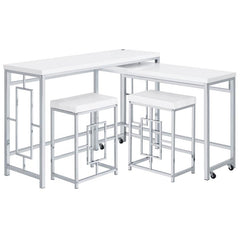Jackson 4-piece Multipurpose Counter Height Table Set White and Chrome - 182714