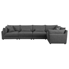 Sasha 5-piece Upholstered Modular Sectional Barely Black - 551681-SETA